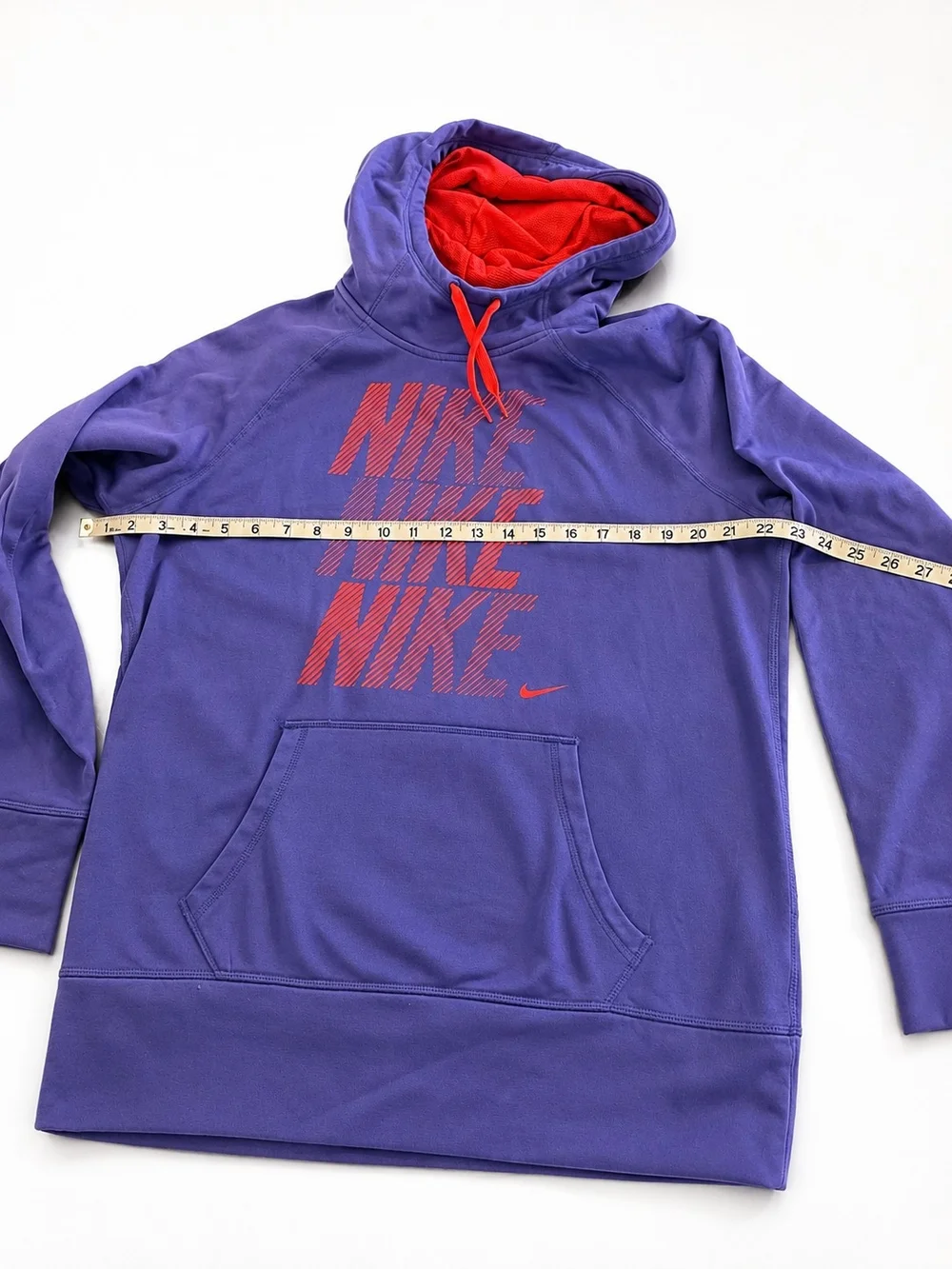 Nike Purple Hoodie with Red Logo and Lined Hood